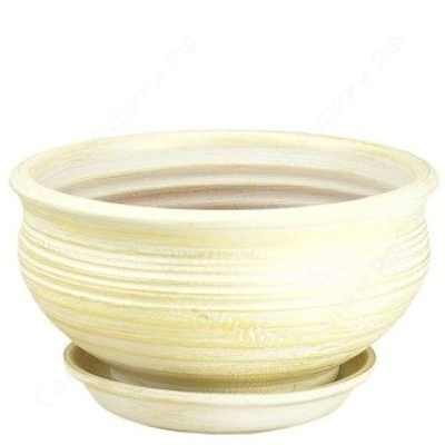 Горшок керамический Кантри, бело-золотой, 22х13см, 2,5л; Россия