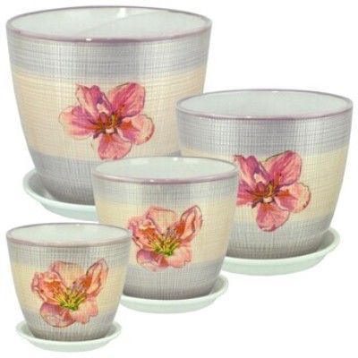 Горшок керамический Бутон Декупаж 682874 (1-й из набора) 12х12см, 1л; Россия