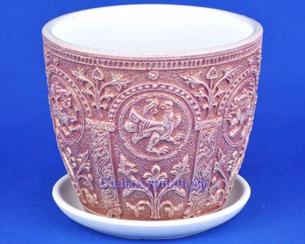 Горшок керамический Бутон былина, бронза, 14,5х13см, 1,3л; Россия