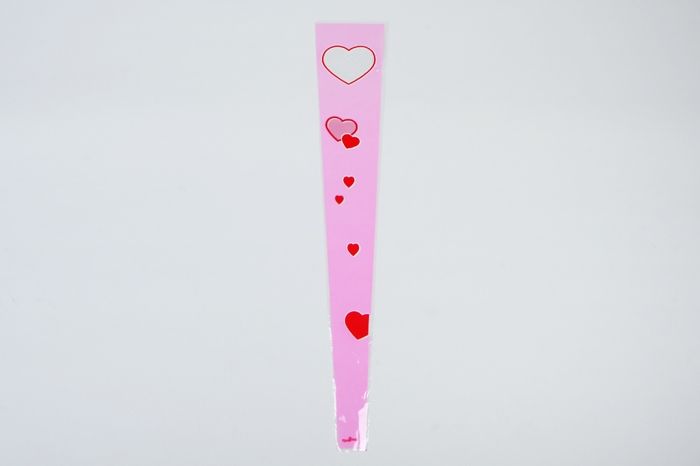 картинка Пакет конус пленка с рисунком Сердца, 15х80см; Россия от магазина Флоранж