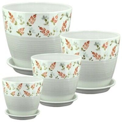 Горшок керамический Бутон Роспись брусника РС172 (2-й из набора), 15х15см, 2л; Россия