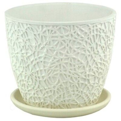 Горшок керамический бутон Паутинка 645657 (3-й из набора), 17х17см, 2,5л; Россия