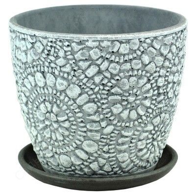 Горшок керамический бутон Камешки 646234 (2-й из набора), 14х13см, 1,3л; Россия