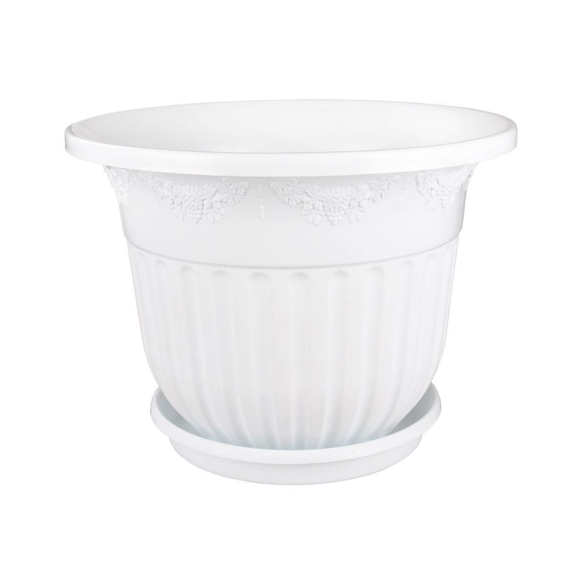 Горшок пластиковый Лозанна, белый, 50х37см, 40л; Россия