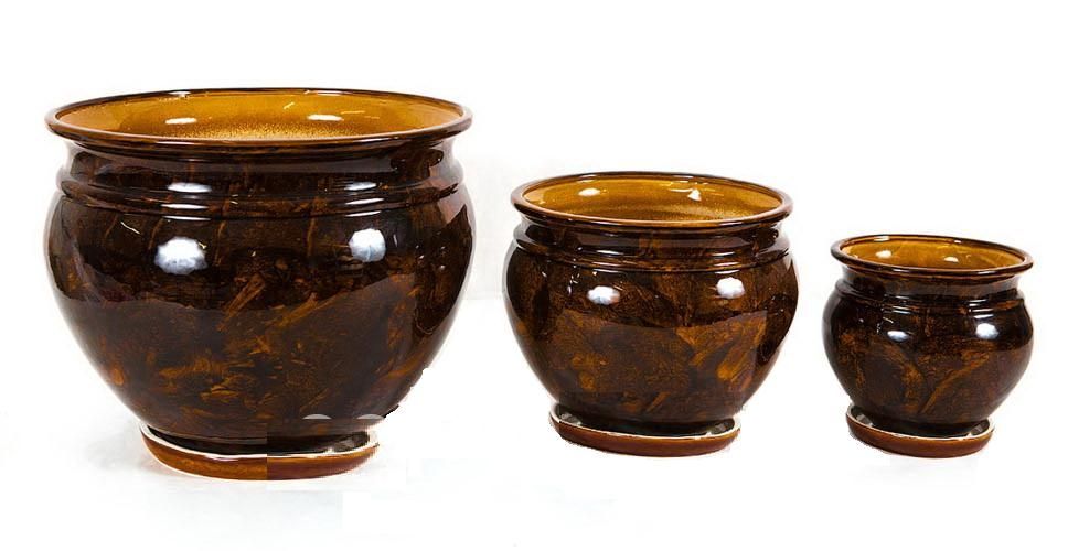 Горшок керамический Элегант 427512 16х15см, 2л (3-й из набора), ассорти; Россия