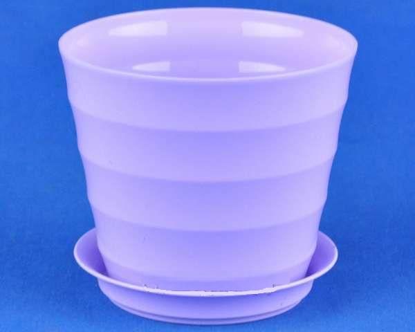 Горшок пластиковый Лаура, лавандовое, 11,5х10см, 0,7л; Россия