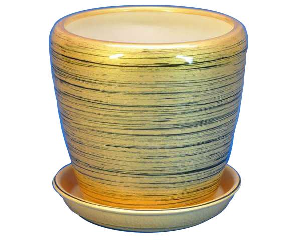 Горшок керамический Грация глянец, черно-золотой,  26,5х25см, 10л; Россия