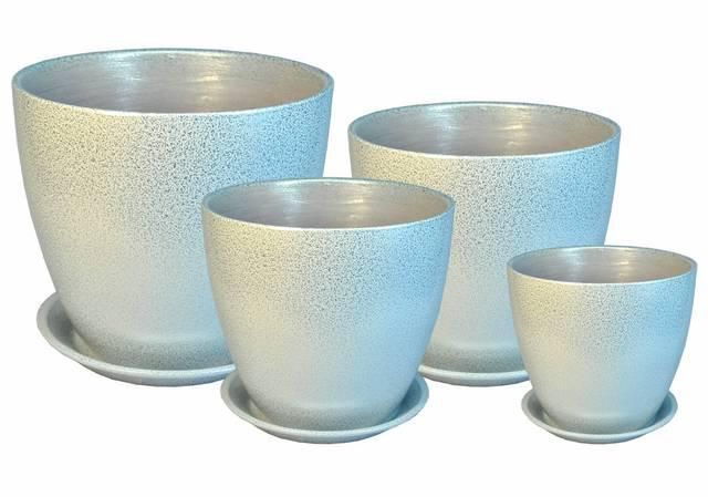 Горшок керамический Бутон глянец металл 419777 (2-й из набора), 15х15см, 2л; Россия