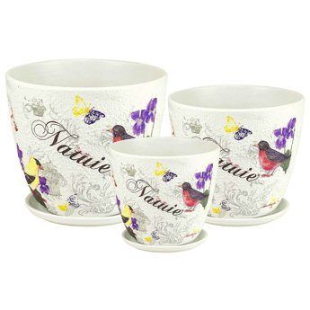 Горшок керамический Бутон Декупаж ДК102 (2-й из набора) 12х12см, 1л; Россия