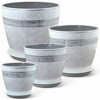 Горшок керамический Бутон Роспись меандр 736997 (4-й из набора), 21х21см, 5,4л; Россия