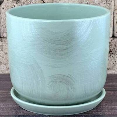 Горшок керамический цилиндр Орион зеленый 716180 (3-й из набора), 22х,19см, 5,4л; Россия