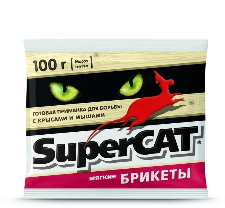 Средство защиты (мягкий брикет) от грызунов Супер Cat , 100г