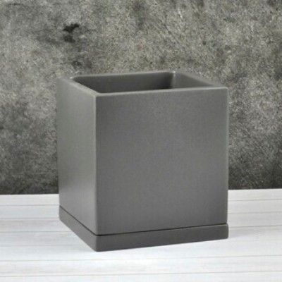Горшок керамический Кубик 649846, графит, 12*12/h13см, 1,1 л,  Россия