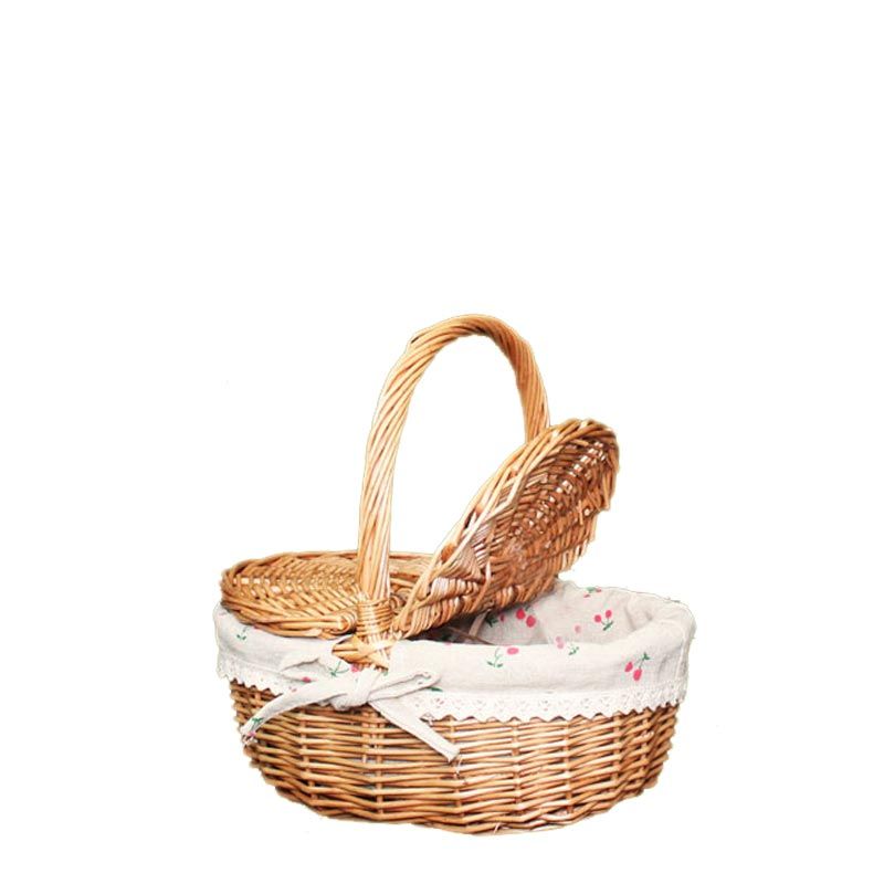 картинка Корзина плетеная с тканью (ива), коричневая, 26х18хH11/24см от магазина Флоранж