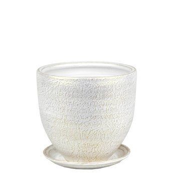 Горшок керамический Текстура, бело-жемчужный, 20х20см, 4л; Россия