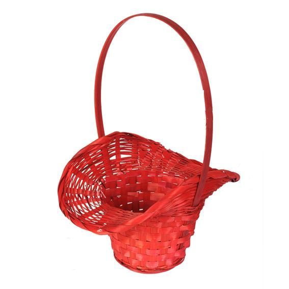 картинка Корзина плетеная Шляпка (бамбук), красная, 21x13xH14/29см от магазина Флоранж