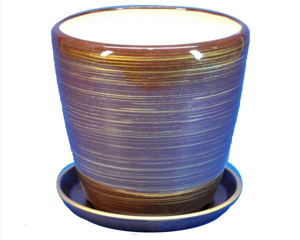 Горшок керамический Грация глянец, шоколадно-золотой, 13х13см, 1,2л; Россия