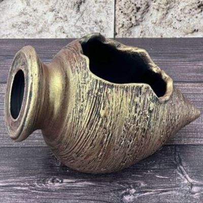 Ваза керамическая Амфора, бронзовая, 8,5х20см; Россия