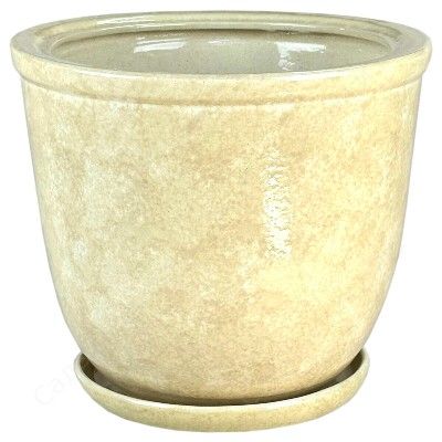 Горшок керамический Кедр 2 бежевый, 25х25см, 8л; Россия