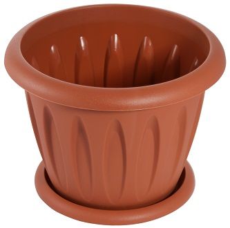 Горшок пластиковый Фелиция, коричневый 10,5х8,2см, 0,4л; Россия
