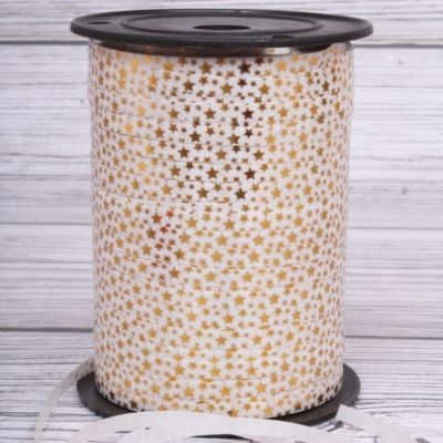 Лента в бобине пластик с золотой полоской Звезды, 0,5смх225м; Россия