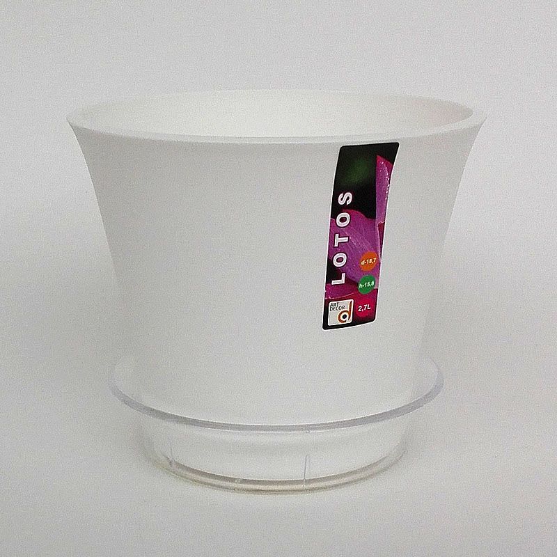 Горшок пластиковый Лотос, белый, 18,5х16см, 2,5л; Россия