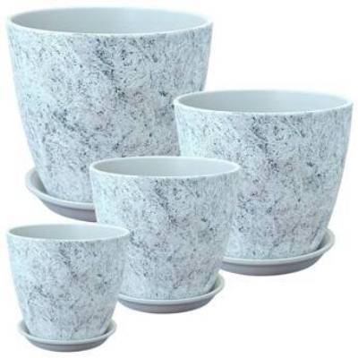 Горшок керамический Бутон Роспись яшма 730254, (3-й из набора), 18х18см, 3,8л, серый; Россия