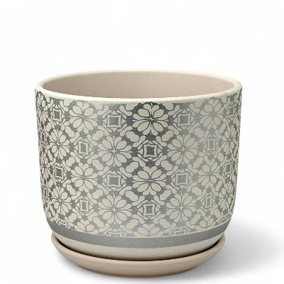 Горшок керамический  Бук гипюр, 12х10см, 0,7л  (1-й из набора), белый, Россия