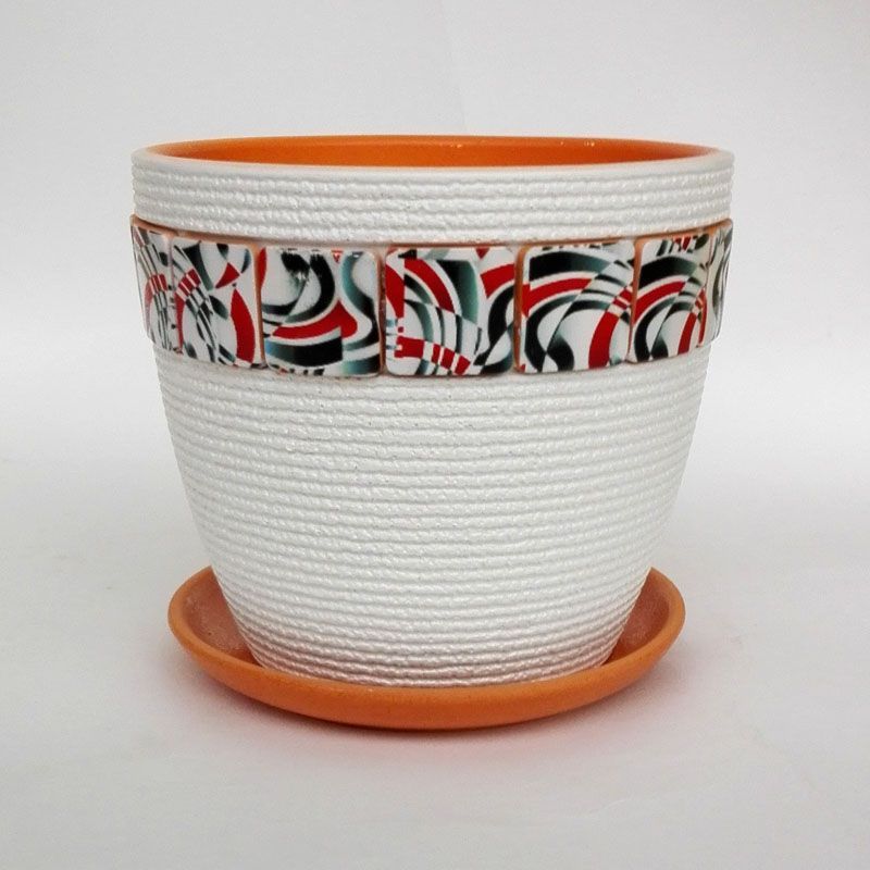 Горшок керамический бутон Арлекино, белый, 17,5х15,5см, 2л; Россия