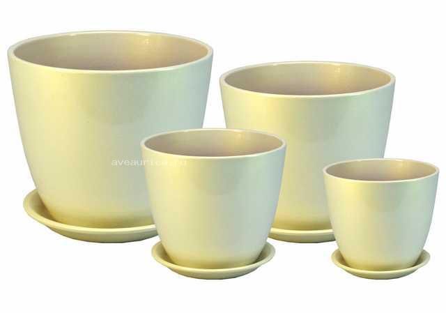 Горшок керамический Бутон глянец металл 490998 (4-й из набора), 21х21см, 5,4л; Россия