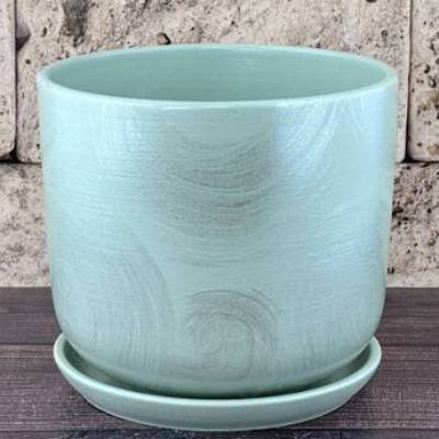 Горшок керамический цилиндр Орион зеленый 716180 (2-й из набора), 18х16,5см, 3л; Россия