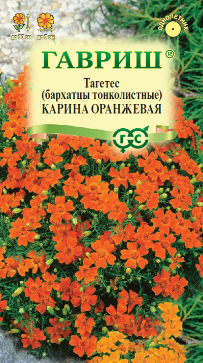 картинка Бархатцы Карина оранжевая (цветной пакет) 0,05г; Гавриш от магазина Флоранж