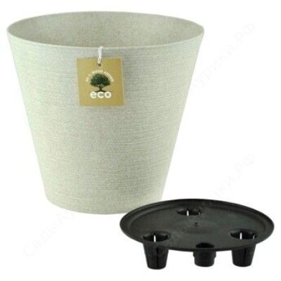 Горшок пластиковый Эко Конус, слоновая кость, 22,5х20см, 5,2л; Россия