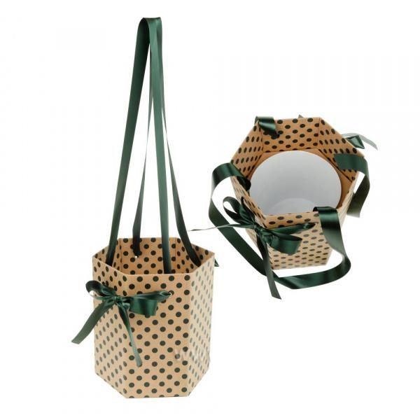 Коробка-ваза Горох с пластиковой вставкой, зеленый горох, 25х25х27см; Китай