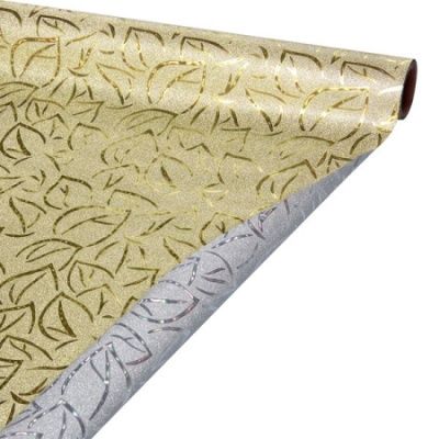 Рулон пленка на металл основе. Листья, золото, 50см х5м; Китай