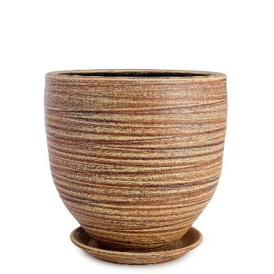 Горшок керамический Модерн бутон 1 бежевый 20х20см, 4л ; Россия