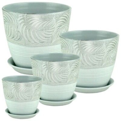 Горшок керамический Бутон Роспись палеолит 584994 (3-й из набора) 18х18см, 3,8л; Россия