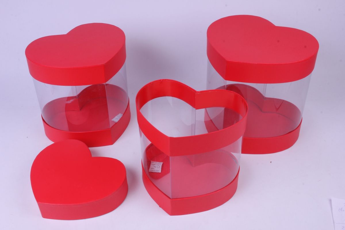 Коробка Сердце с прозрачными стенками  62113 (2-й из набора) 24х18х23,5см; Китай