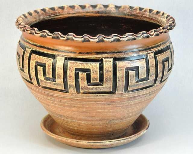 Горшок керамический Чугунок 4, коричневый,  40х29; Россия