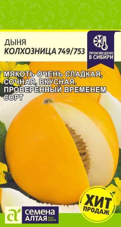 картинка Дыня Колхозница 749 (цветной пакет) 1 г; Семена Алтая от магазина Флоранж