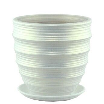 Горшок керамический Нео бутон, бело-жемчужный, 20х20см, 4л; Россия