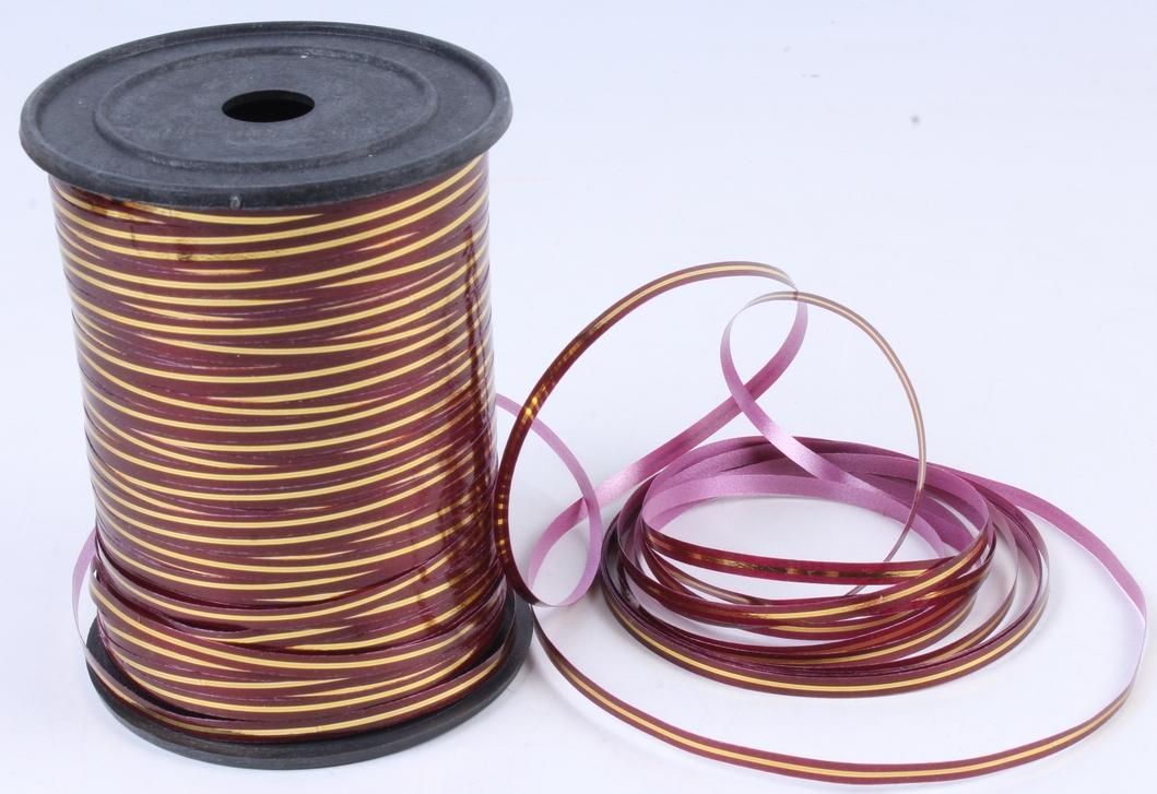 Лента в бобине пластик с золотой полоской, 5ммх225м; Россия