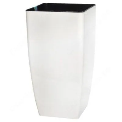 картинка Кашпо пластиковое Квадро, белое, d22хh41,5см; Россия от магазина Флоранж