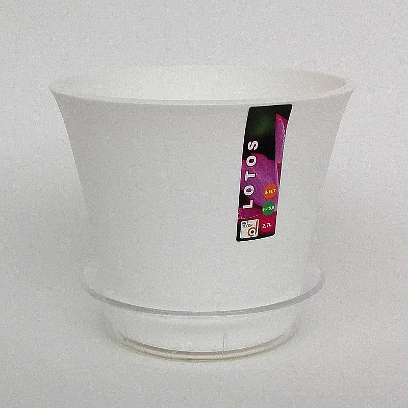 Горшок пластиковый Лотос, белый, 18,5х16см, 2,5л; Россия