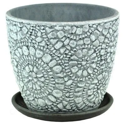 Горшок керамический бутон Камешки 645671 (3-й из набора), 17х16см, 2,15л; Россия