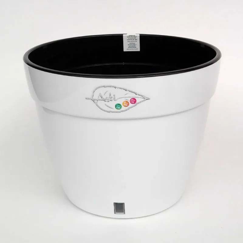 Кашпо пластиковое Асти, черно-белое, 30х23см, 12л; Россия