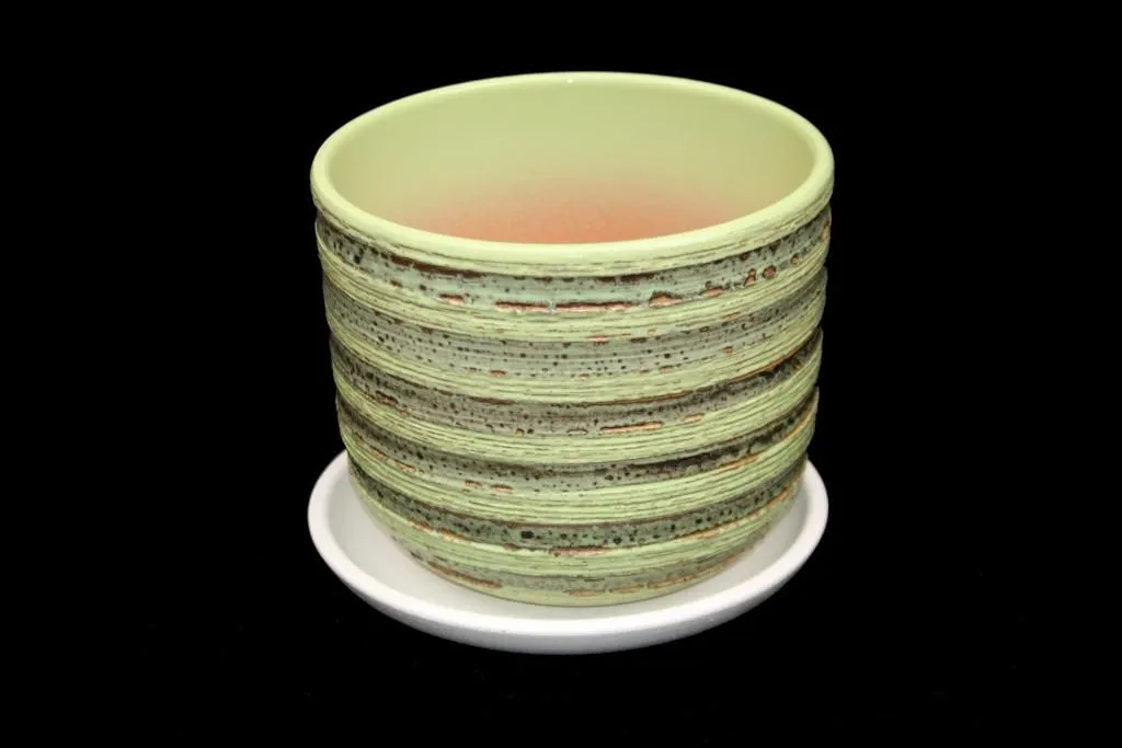 Горшок керамический  Бук кукушка, зеленый  (3-й из набора), Россия