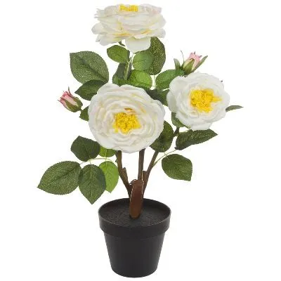 Растение искусственное в кашпо Роза, H45 см белый
