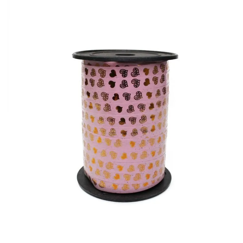 Лента в бобине пластик с золотой полоской Сердца, 1смх90м; Россия