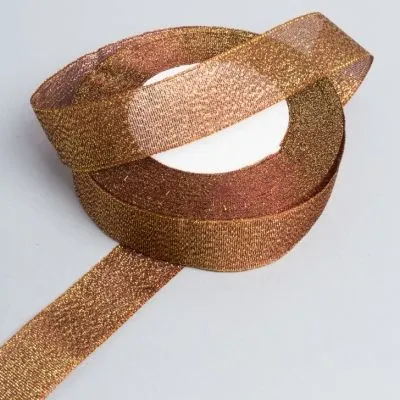 Лента парча, 25мм/25у, шоколадный; Китай